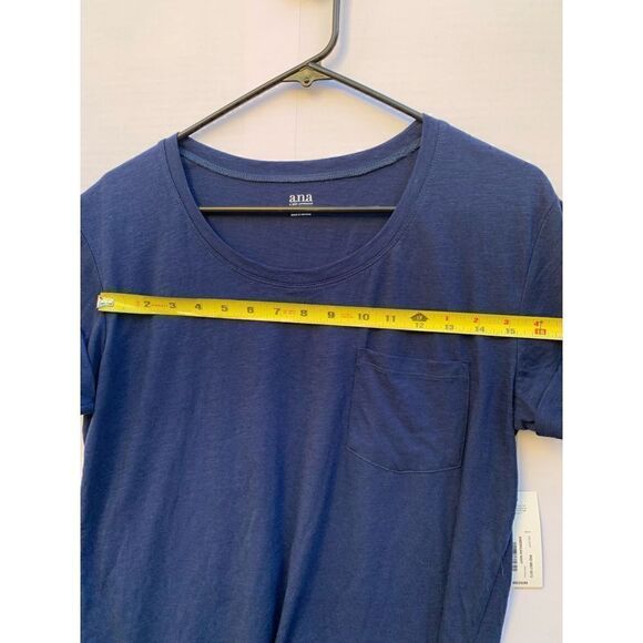ANA A New Approach Women's blue Round Neck short sleeve Plain Solid Top Medium - Picture 2 of 7